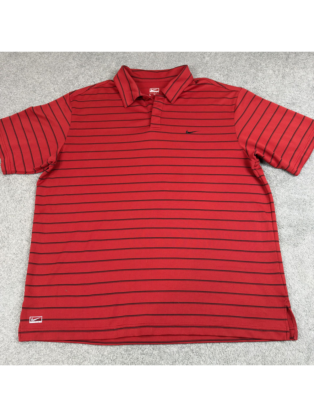 Nike Golf Polo Shirt Red Black Striped